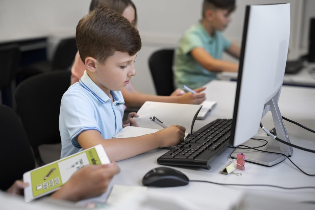 Children using school systems with implemented data privacy best practices for schools.